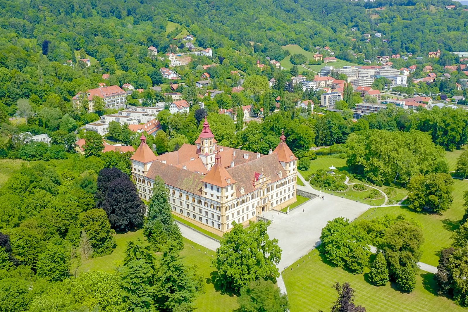 Schloss Eggenberg Graz with baroque facade and gardens